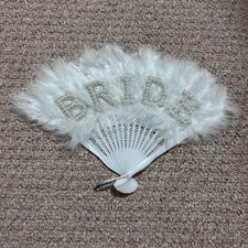 Bride White Feather Hand Fan