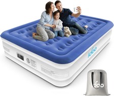 iDOO King Inflatable Air Mattress Overnight Guest Bed Built-in Electric Pump
