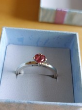Pandora Sterling Silver Pink Heart Ring Size 56 Vgc