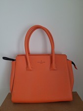 Paul's Boutique Textured Pattern Double Handled Zip Closure Bag. Orange.