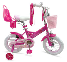 12" Girl Kids Princess Bike w/ Training Wheels & Brake Doll Carrier Bell Bicycle