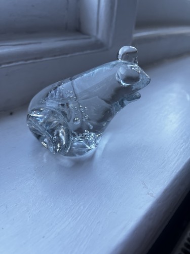 Vintage clear art glass frog - clear,