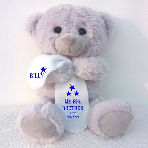 Personalised grey teddy bear - personalised,