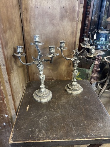 Pair antique candelabras - antique,
