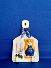 Cute Glazed Ceramic Teddy Bear Wall Key Holder Hook Hallway Nursery Kitchen