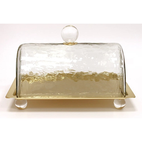 Rectangle cake dome gold with - gold,