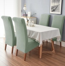SIX  NEW High Back Stretch Dining Chair Covers GREEN 