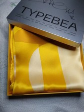 TYPEBEA Silk Scarf abstractmustard/yellow new in box 66cmX gift for Christmas 