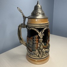 Western Germany Pitcher Tankard Embossed Stoneware Jug