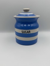 T G Green Cornishware Blue And White Sugar Jar With Lid