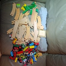 Wooden Train Set Large Bundle Brio Ikea Etc Compatible Track Cars Trains