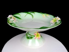 Graff German Porcelain Tiger Lily Pattern Green 11 7/8" Compote