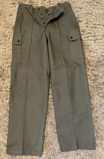 Unissued Dutch Army 1980s Heavy Duty Cotton Military Cargo Pants Olive 33w 33l