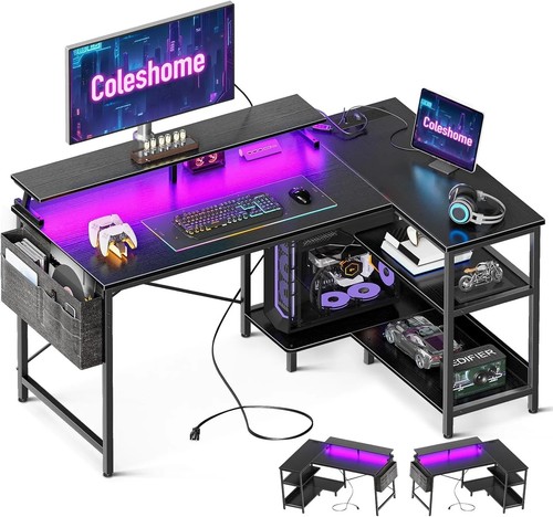 Shaped gaming desk with led - gaming,