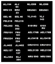 1 SET MODEL BUS WATERSLIDE TRANSFERS 1/76th SCALE BOURNEMOUTH REGISTRATION Nos.