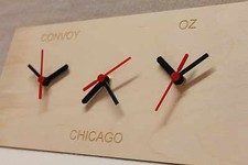 Triple Wall Clock Wooden New York Dublin Sydney Chicago or whatever You Want