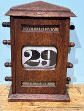 KJS3221 Antique Art Neovau Oak And Cloth Roller  Desk Calendar Circa 1900