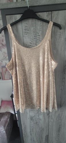 Ladies rose gold sequin vest - ladies,