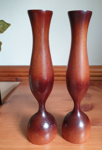 Pair hand turned wooden - pair,