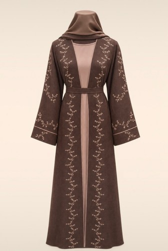 Women abaya mocha botanical - abaya-,