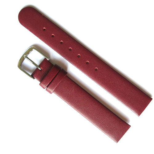 Red leather watch band - red, mm