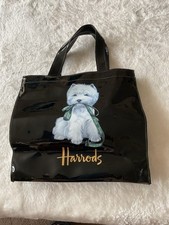 Harrods Westie Terrier Dog Black Plastic Vinyl Tote Bag