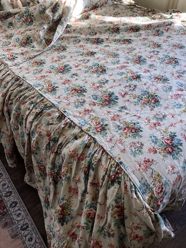 Vintage barkcloth bedcover - barkcloth,