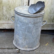 J SCHMID PARIS TOURS VINTAGE METAL STORAGE BIN WITH LID & SCOOP