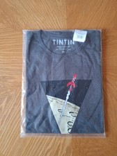 BRAND NEW TINTIN SNOWY ROCKET MOON LUNE T-SHIRT GREY SIZE XXL COTTON MOULINSART