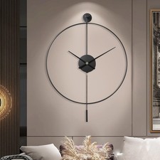Large Modern Silent Wall Clock Metal Pendulum 20” Decor Lounge Office