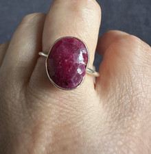 925  Sterling Silver Big Red Tested Ruby   Ring -UK Size Q