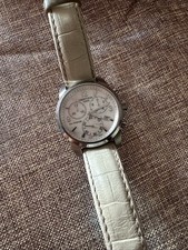 Certina Ds Podium White Leather Strap Watch  Silver Mother Pearl 