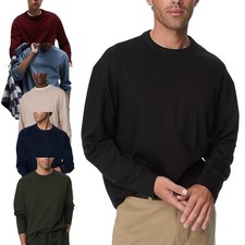 M&S Mens T Shirt Pullover Long Sleeve Over Sized  Round Neck Top Winter Tee New