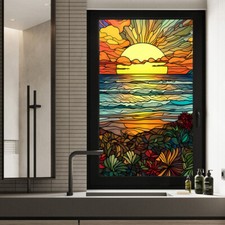 3D Stained Glass Window Film Privacy Frosted Glass Film Static Cling Sticker #6