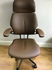 TAN LEATHER HUMANSCALE FREEDOM ERGONOMIC OFFICE TASK CHAIR HEADREST