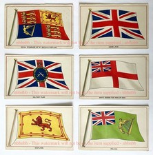 6 x UK Flag Postcards c1905 Gt Britain, Ireland, Scotland, Military White Ensign