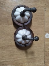 2x Antique Brass & Porcelain