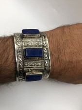 Afghan Cuff Bracelet Natural Lapis Lazuli Stone Handmade Tribal Jewelry
