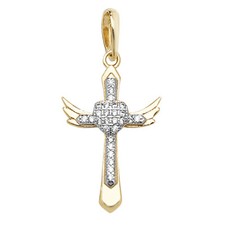 Cross Pendant 9ct Gold Winged