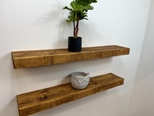 FLOATING SHELF  RUSTIC CHUNKY FARMHOUSE SOLID WOOD  + FIXINGS- 150MM  (6 inch)