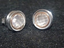 Welsh Clogau Silver & 9ct Rose Gold Ripples Quartz Stud Earrings