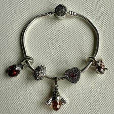 Pandora Moments 19cm Silver Bracelet with Bee, Lion, Ladybird & Fish Charms