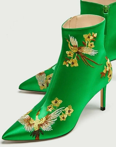 Zara satin green emearld ankle - zara,