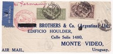 Zeppelin/Seaplane Airmail cover front Deutsche Luftpost London to Uruguay via Ge