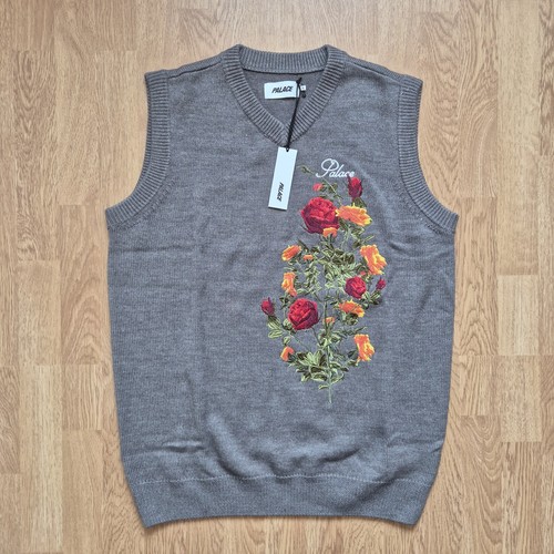 Palace rose knit vest - vest, grey