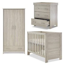 Obaby Nika Mini Room Set - 3 Piece - Cot Bed / Changer / Wardrobe - Grey Wash