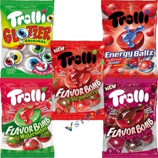 3D Trolli Energy Ballz, Pop Eye, Watermelon, Strawberry ,Cherry Cola Bag 75g