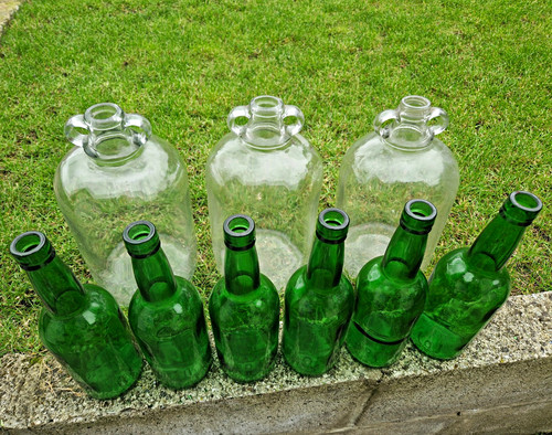 Glass demijohns green - &,