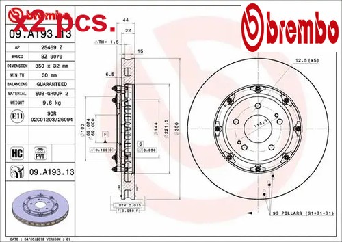 Pcs front brake - x2,