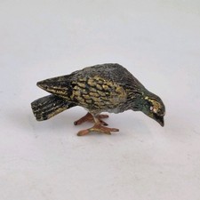 Antique Miniature Cold Painted Bronze Figure Pigeon Bird 2.5cm Long